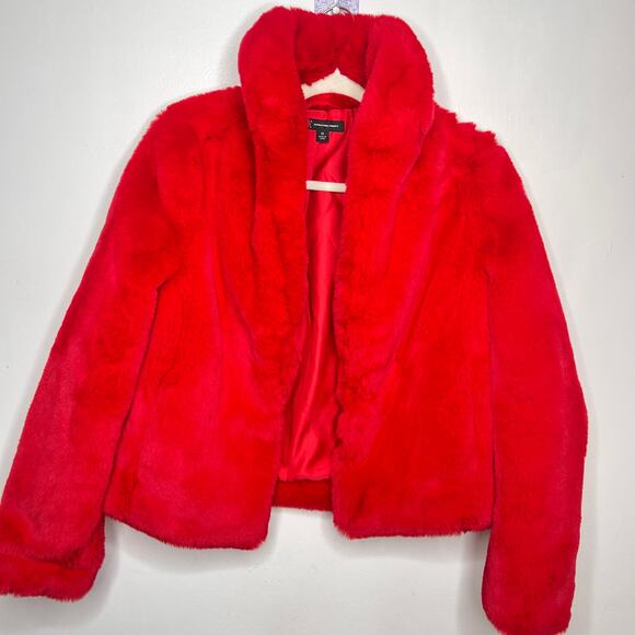 INC International Concepts Jackets & Blazers - I.N.C. International Concepts Red Faux Fur Cropped Jacket Size XS